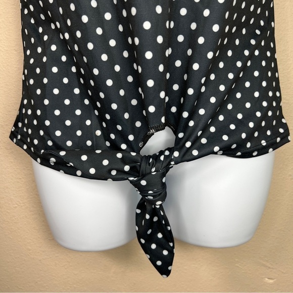 Small Blue White Polka Dot Stretch Short Sleeve Top Spirit - Picture 4 of 8